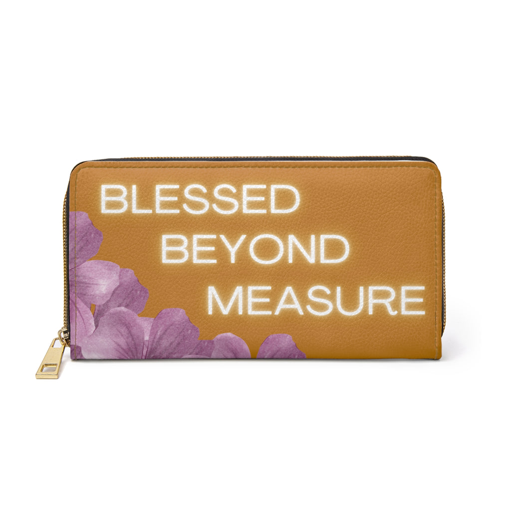 Blessed Beyond Measure Zipper Wallet — Floral Faith-Inspired Wallet