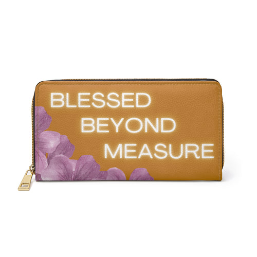 Blessed Beyond Measure Zipper Wallet — Floral Faith-Inspired Wallet