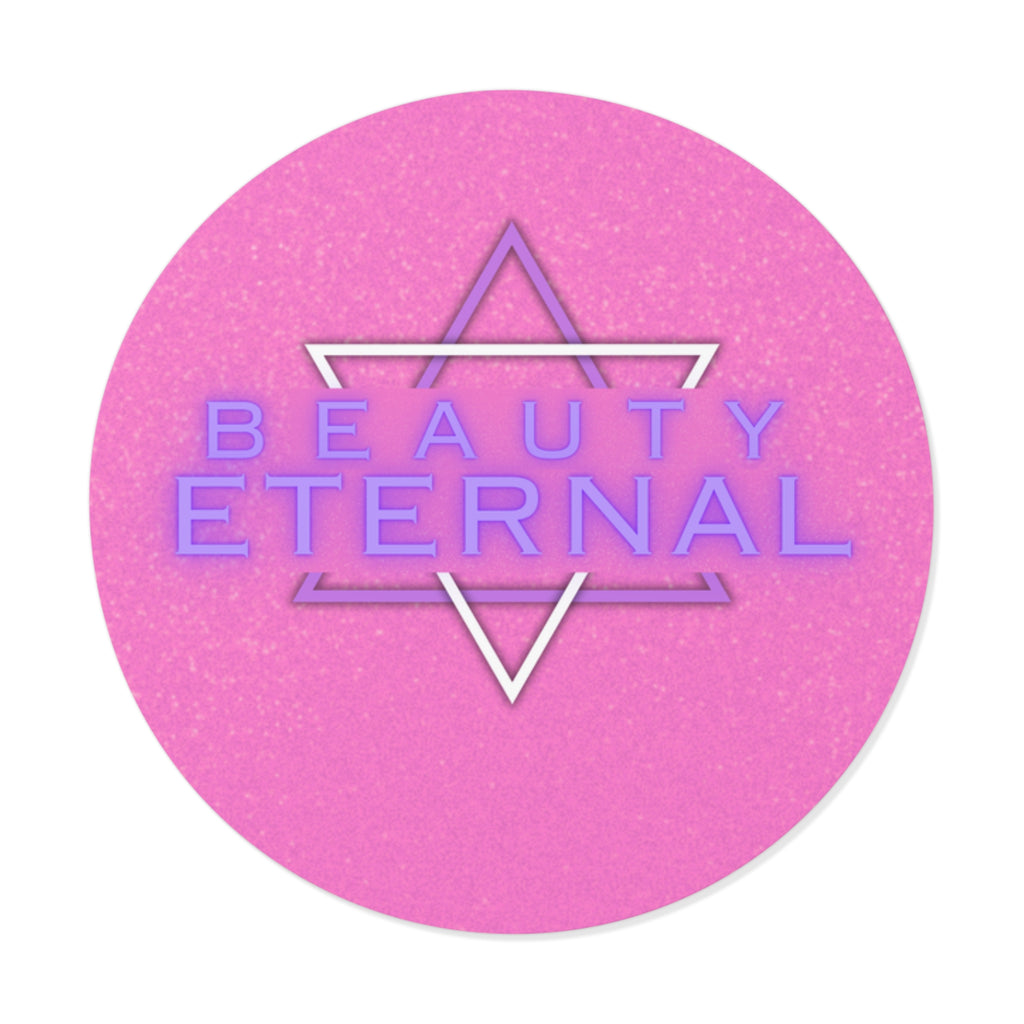 Beauty Eternal Round Vinyl Sticker — Retro Pink Neon Aesthetic