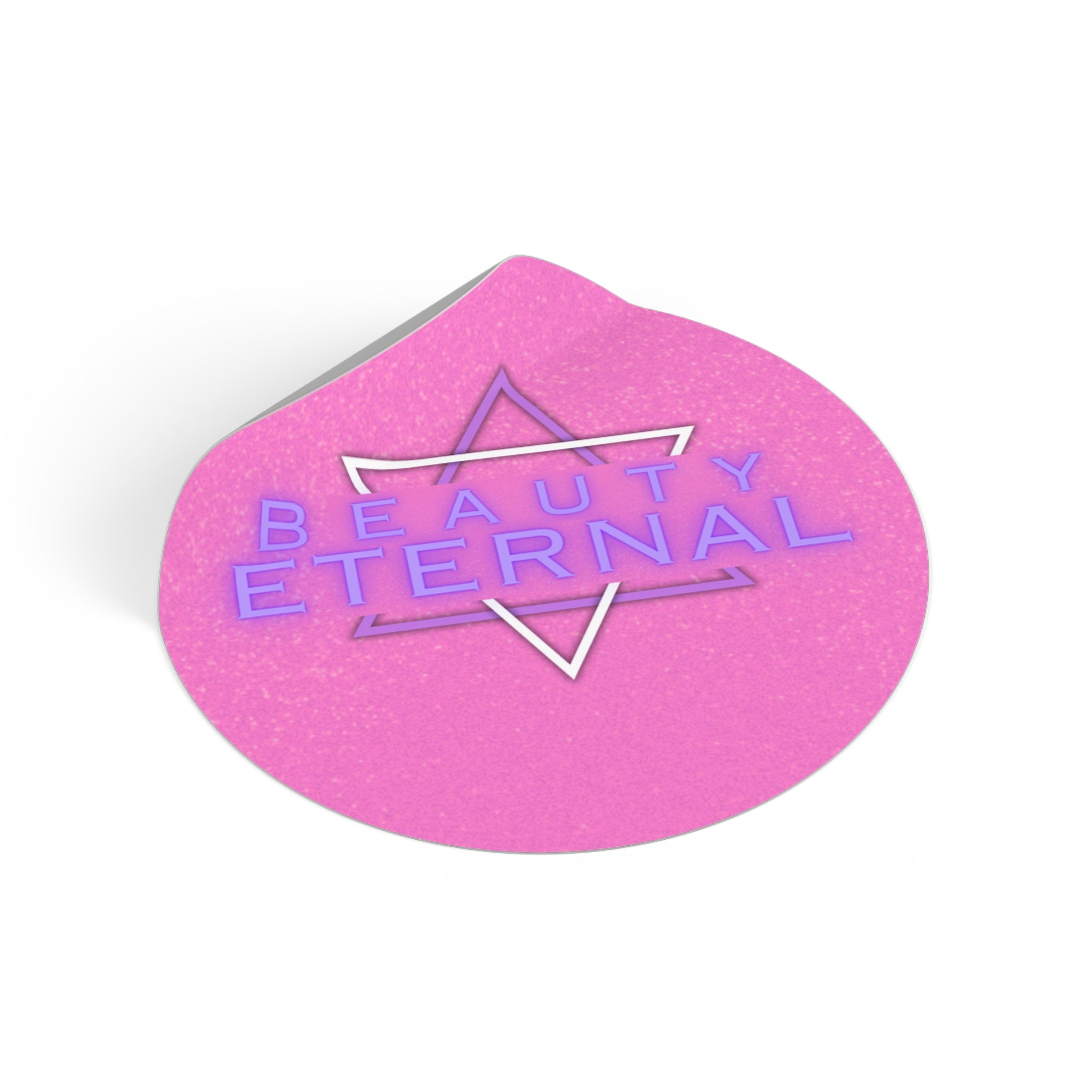 Beauty Eternal Round Vinyl Sticker — Retro Pink Neon Aesthetic
