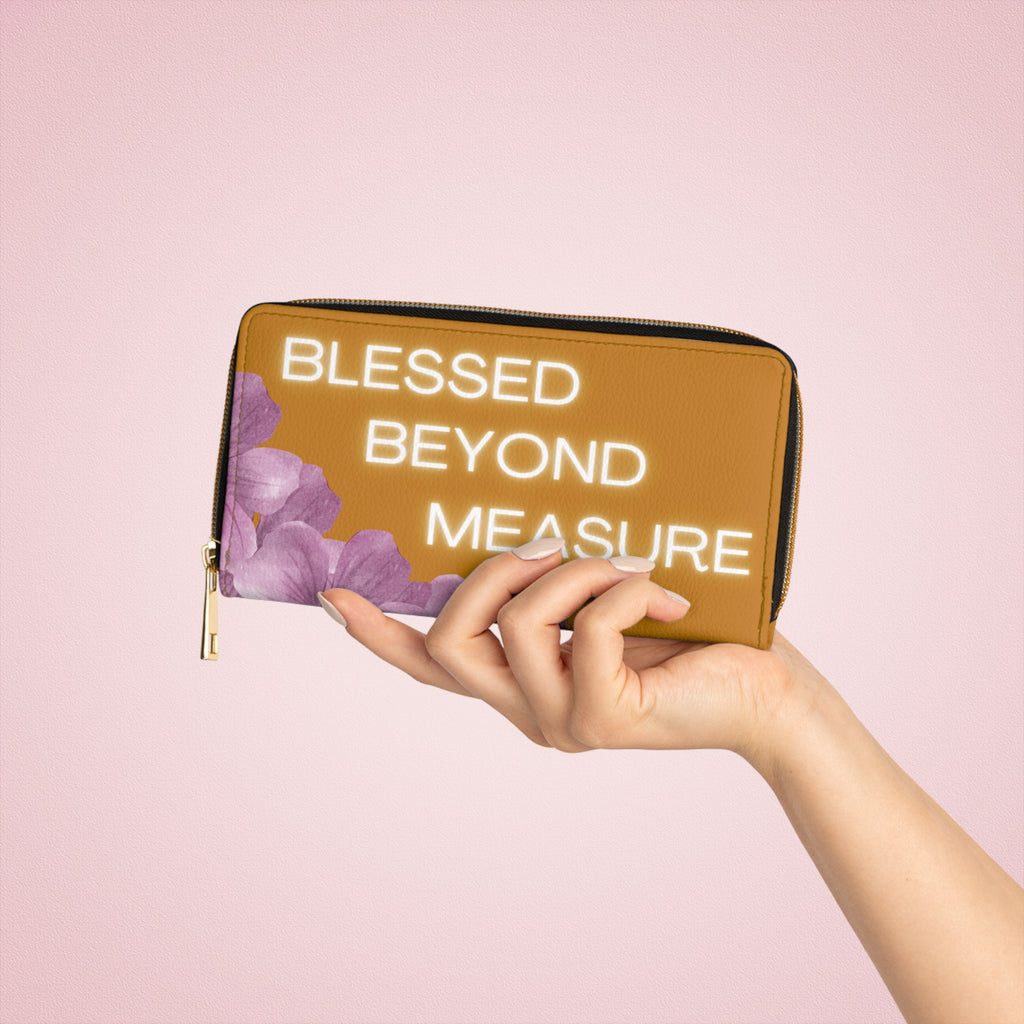 Blessed Beyond Measure Zipper Wallet — Floral Faith-Inspired Wallet