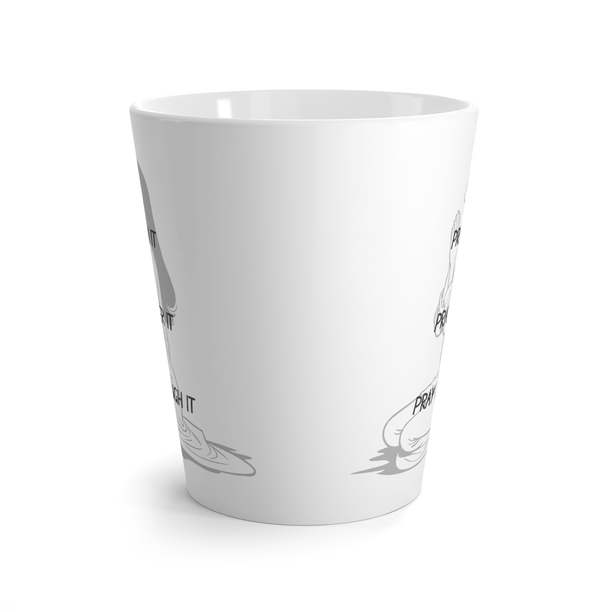 Latte Mug — "Pray On It, Pray Over It, Pray Through It" Inspirational Religious Coffee Cup