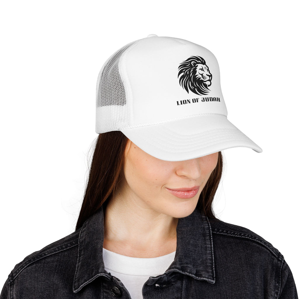 Lion of Judah Foam Trucker Hat — Embroidered Lion Mesh Cap