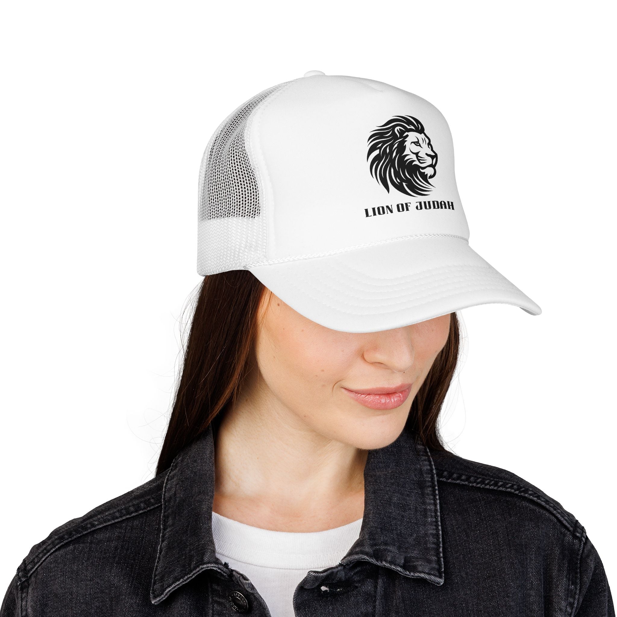 Lion of Judah Foam Trucker Hat — Embroidered Lion Mesh Cap
