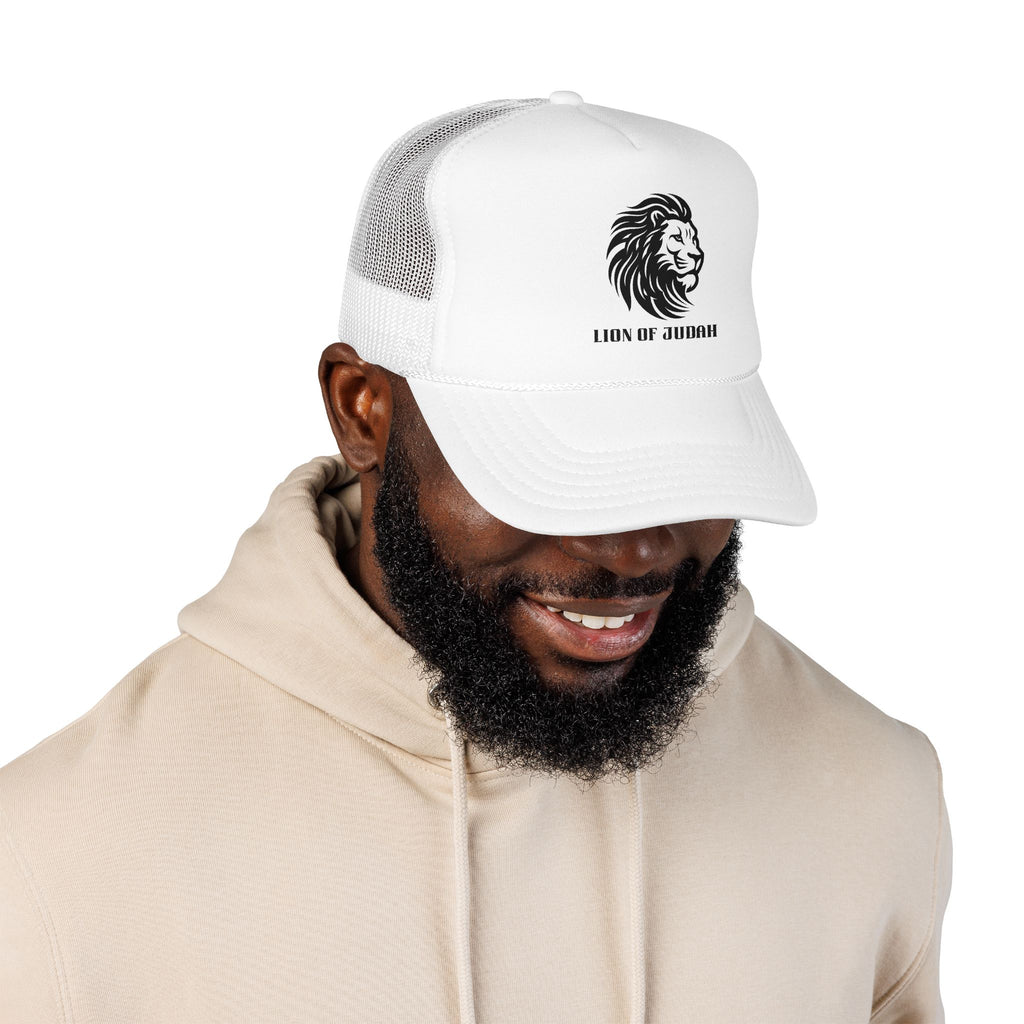 Lion of Judah Foam Trucker Hat — Embroidered Lion Mesh Cap
