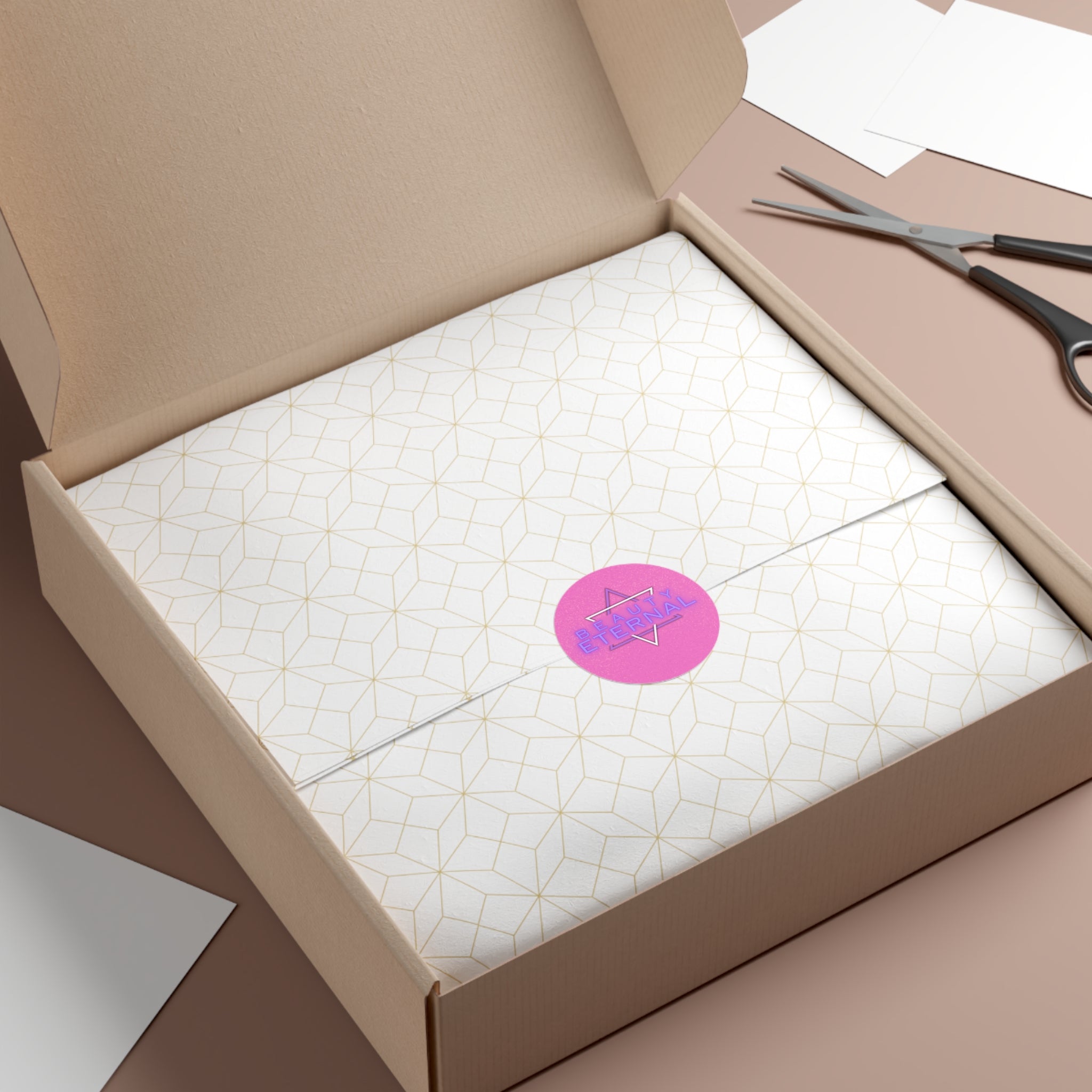 Beauty Eternal Round Vinyl Sticker — Retro Pink Neon Aesthetic